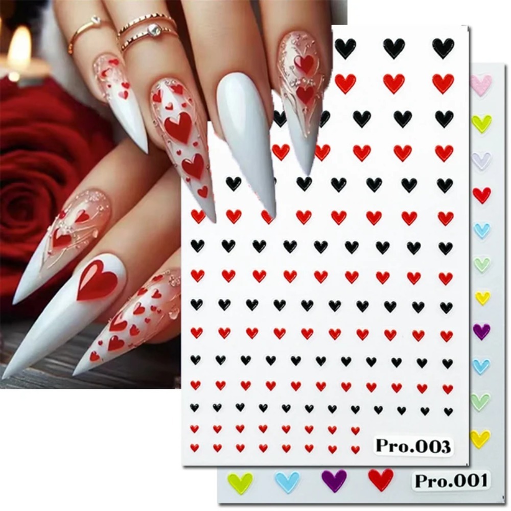 5D 엠보싱 네일 아트 스티커 발렌타인 데이 레드 블랙 - Nail Art Valentines Day 리뷰 및 가격