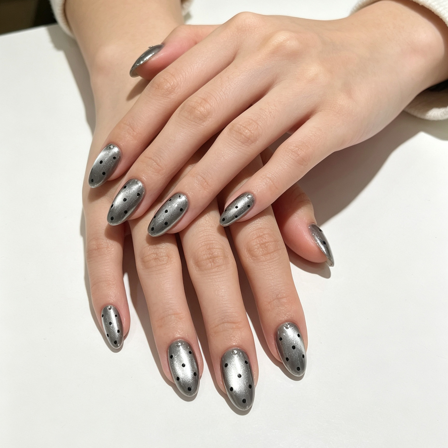 10개입, 정품 수제 실버 캣아이 스타일의 붙이는 손톱 - Nail Art Press On 리뷰 및 가격