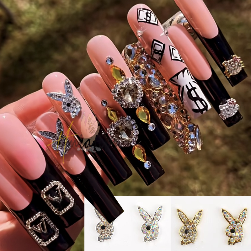 3D 토끼 머리 네일 참 장식 럭셔리 합금 골드 토끼  - Nail Art Valentines Day 리뷰 및 가격
