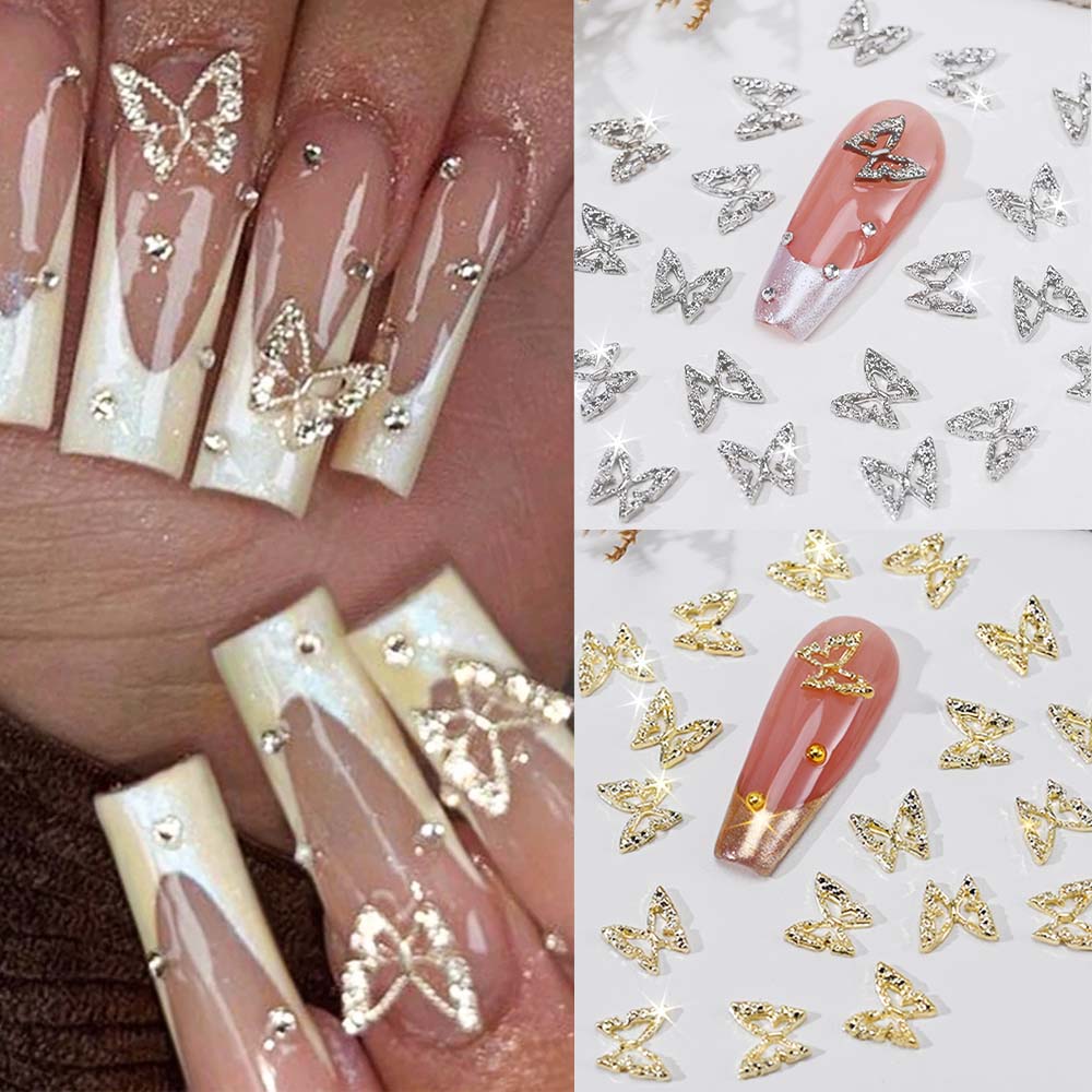 20pcs 3D 절묘한 중공 나비 라인 석 네일 매력  - Nail Art Valentines Day 리뷰 및 가격